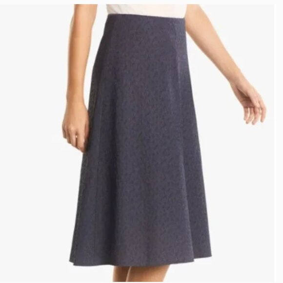 MM Lafleur Makeba Skirt Vine Jacquard Navy Blue Size 12 - Picture 1 of 7